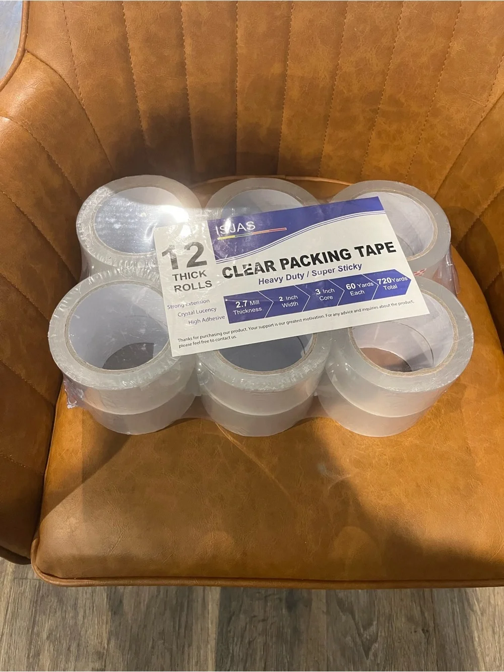 Clear Packing Tape - 12 Thick Rolls, Heavy Duty Clear Tape